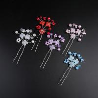 Hair Stick, Zinc Alloy, with Crystal & Plastic Pearl, fashion jewelry & for woman 