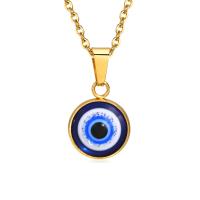 Collier Evil Eye bijoux, Acier inoxydable 304, avec résine, avec 1.97inch chaînes de rallonge, Placage ionique sous vide, bijoux de mode & pour femme, doré Environ 15.75 pouce, Vendu par PC