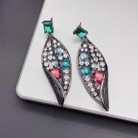 Cubic Zirconia Micro Pave Brass Earring, Leaf, plated, fashion jewelry & micro pave cubic zirconia 