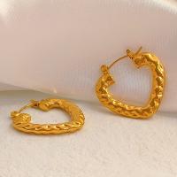 ステンレス　ダングル ピアス, 304ステンレススチール, ハート形, メッキ, ファッションジュエリー, 金色 売り手 ペア