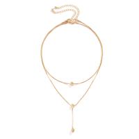 Collier de mode Multi couche, plastique revêtu de cuivre, avec chaîne en laiton, avec 2.7inch chaînes de rallonge, Placage, Double couche & bijoux de mode & pour femme, plus de couleurs à choisir Environ 15.7 pouce, Environ 13.7 pouce, Vendu par PC