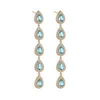 Cubic Zircon Brass Earring, with Cubic Zirconia, Teardrop, plated, fashion jewelry & for woman 