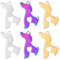 Pendentifs d'animaux en acier inoxydable , Acier inoxydable 304, chien, Placage ionique sous vide, chaîne ovale & styles différents pour le choix, plus de couleurs à choisir Environ 2mm cm, Vendu par PC