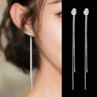 Fashion Fringe Earrings, Zinc Alloy, plated, fashion jewelry & micro pave cubic zirconia & for woman 87mm 