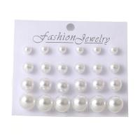 Boucle d'oreille en alliage de zinc en plastique perle, perle de plastique, 12 pièces & bijoux de mode & pour femme, plus de couleurs à choisir, 6mm/8mm/10mm/12mm, Vendu par fixé