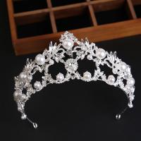 Bridal Tiaras, Zinc Alloy, with Plastic Pearl, silver color plated, fashion jewelry & for woman & with rhinestone, silver color 