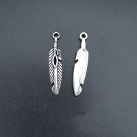 Zinc Alloy Feather Pendants, antique silver color plated, durable & Corrosion-Resistant & DIY Approx 100/PC 