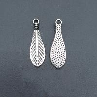 Zinc Alloy Feather Pendants, antique silver color plated, durable & Corrosion-Resistant & DIY Approx 