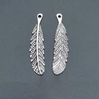 Zinc Alloy Feather Pendants, antique silver color plated, durable & Corrosion-Resistant & DIY Approx 