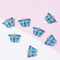 Zinc Alloy Enamel Pendants, Butterfly, plated, DIY, blue Approx 2mm 