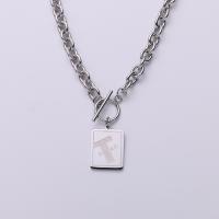 Acier titane collier, rectangle, poli, unisexe & avec le motif de lettre, couleur originale Environ 17.7 pouce, Vendu par PC