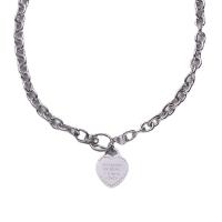 Collier de bijoux de titane, Acier titane, coeur, poli, bijoux de mode & avec le motif de lettre & pour femme, couleur originale Environ 17.7 pouce, Vendu par PC