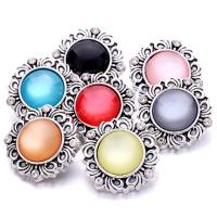 alliage de zinc Bouton de Chunk bracelet fermoir, avec plastique, Rond, Plaqué de couleur d'argent, bijoux de mode & DIY, plus de couleurs à choisir Vendu par PC