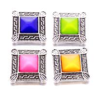 alliage de zinc Bouton de Chunk bracelet fermoir, avec plastique, cadre, Plaqué de couleur d'argent, bijoux de mode & DIY, plus de couleurs à choisir Vendu par PC