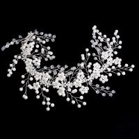 Headband, Zinc Alloy, with Crystal & Plastic Pearl, fashion jewelry & for woman, silver color 