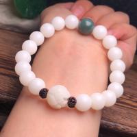 Wrist Mala, Bodhi Root, Lotus, folk style & Unisex, white, 10mm Approx 8 Inch 