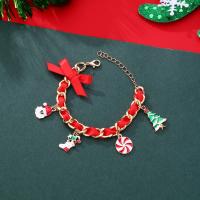 Pulsera de Navidad de la aleación de zinc, Diseño de Navidad & Joyería & para mujer & esmalte, Rojo, longitud:aproximado 15-20 cm, Vendido por UD