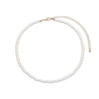 Collier de perles en plastique, alliage de zinc, avec perle de plastique, avec 7cm chaînes de rallonge, bijoux de mode & pour femme, blanc, 4mm Environ 30 cm, Vendu par PC