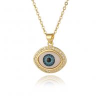 Collier Evil Eye bijoux, laiton, Plaqué d'or, bijoux de mode & motif de mauvais œil & pavé de micro zircon & pour femme & émail, plus de couleurs à choisir cm, Vendu par PC