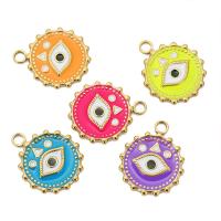 Moda Mal Ojo Pendiente, acero inoxidable 304, Recubrimiento iónico al vacío, Joyería & patrón de malvado de ojo & para mujer & esmalte, más colores para la opción, 18x20.5mm, agujero:aproximado 1.7mm, 5PCs/Bolsa, Vendido por Bolsa