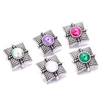 alliage de zinc Bouton de Chunk bracelet fermoir, cadre, Plaqué de couleur d'argent, bijoux de mode & DIY & avec strass, plus de couleurs à choisir Vendu par PC