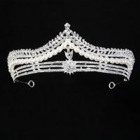 Bridal Tiaras, Zinc Alloy, with Plastic Pearl, silver color plated, fashion jewelry & for woman & with rhinestone, silver color 