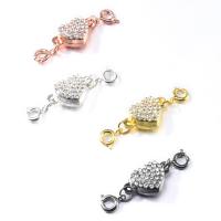 Rheinkiesel Zinklegierung Verbinder, mit Magnet, Herz, plattiert, DIY & mit Strass, keine, 37x11mm, Bohrung:ca. 3mm, 10PCs/Tasche, verkauft von Tasche