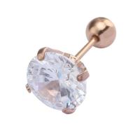 Boucles d'oreilles en acier titane, Placage ionique sous vide, normes différentes pour le choix & pavé de micro zircon & pour femme, plus de couleurs à choisir, Vendu par PC