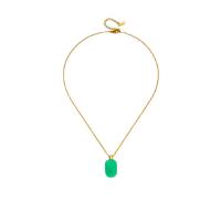 Collier de bijoux de titane, aventurine vert, avec Acier titane, Motif géométrique, Placage ionique sous vide, bijoux de mode & unisexe, plus de couleurs à choisir Environ 17.7 pouce, Vendu par PC