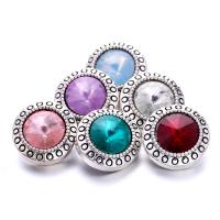 alliage de zinc Bouton de Chunk bracelet fermoir, Rond, Plaqué de couleur d'argent, bijoux de mode & DIY & avec strass, plus de couleurs à choisir Vendu par PC