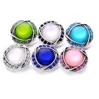 alliage de zinc Bouton de Chunk bracelet fermoir, avec plastique, Rond, Plaqué de couleur d'argent, bijoux de mode & DIY & avec strass, plus de couleurs à choisir Vendu par PC