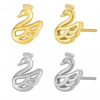 Stainless Steel Stud Earring, 316L Stainless Steel, Swan, Vacuum Ion Plating, fashion jewelry & for woman & hollow 10mm 