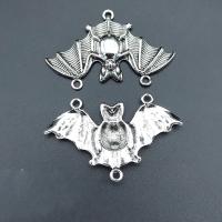 Animal Zinc Alloy Connector, Bat, antique silver color plated, vintage & DIY & 2/1 loop Approx 