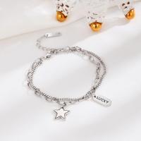 Pulseras de Plata Estelina, Plata de ley 925, con 1.18inch extender cadena, Estrella, hecho a mano, Doble capa & Joyería & para mujer, 11.9mm, longitud:aproximado 6.1 Inch, Vendido por UD