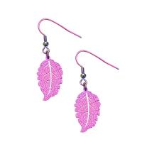 Boucles d'oreilles en acier titane, feuille, bijoux de mode & pour femme  20mm, Vendu par paire