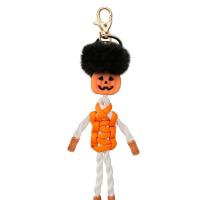 Chaîne fourrure animale Key, alliage de zinc, avec cheveux de martre & cordon de polyester & silicone, Placage, bijoux de mode, orange, 155mm, Vendu par PC