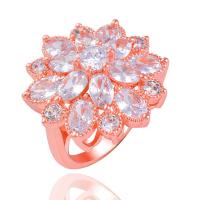 Cubic Zirconia Micro Pave Brass Finger Ring, Flower, plated, fashion jewelry & micro pave cubic zirconia & for woman 