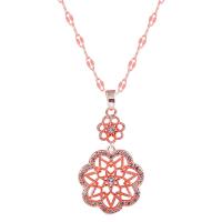 Collier de bijoux de titane, Acier titane, avec zircon cubique, avec 5cm chaînes de rallonge, fleur, Placage ionique sous vide, bijoux de mode & pour femme & creux, plus de couleurs à choisir, 30mm Environ 40 cm, Vendu par PC