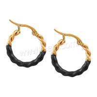 Boucle d'oreille en acier inoxydable Hoop, acier inoxydable 316L, beignet, Placage ionique sous vide, bijoux de mode & pour femme & émail, plus de couleurs à choisir, 21mm, Vendu par paire