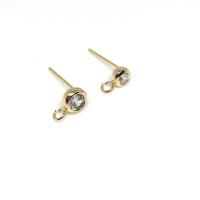 Brass Earring Stud Component, high quality plated, DIY & micro pave cubic zirconia 