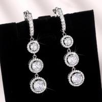 Cubic Zirconia Micro Pave Brass Earring, fashion jewelry & micro pave cubic zirconia & for woman, 50mm 