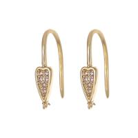 Brass Hook Earwire, gold color plated, DIY & micro pave cubic zirconia, golden 