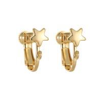 Brass Clip On Earring Finding, Star, gold color plated, DIY 