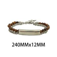 Pulsera de Piedras Preciosas, acero inoxidable 304, con Piedras preciosas, Recubrimiento iónico al vacío, Doble capa & Joyería & unisexo, color mixto, 12x6mm, longitud:aproximado 24 cm, Vendido por UD