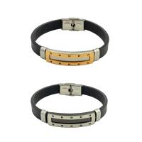 Silicone Stainless Steel Bracelets, 304 Stainless Steel, with Silicone, Vacuum Ion Plating, fashion jewelry & Unisex Approx 21 cm 