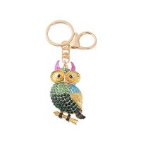 bijoux de porte-clés en Alliage de zinc, hibou, Placage, bijoux de mode & avec strass, plus de couleurs à choisir Vendu par PC