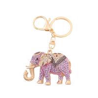 bijoux de porte-clés en Alliage de zinc, éléphant, Placage, bijoux de mode & avec strass, plus de couleurs à choisir Vendu par PC