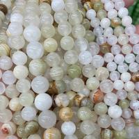 Light Mottle Green Jade Beads, Round, DIY 