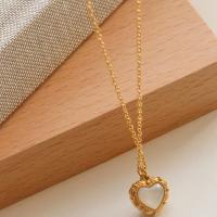 Collier de bijoux de titane, Acier titane, avec coquille blanche, avec 2inch chaînes de rallonge, coeur, Plaqué d'or, bijoux de mode & pour femme Environ 15.7 pouce, Vendu par PC