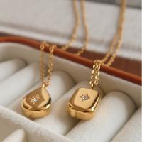 Collier de bijoux de titane, Acier titane, avec 2inch chaînes de rallonge, Plaqué d'or 18K, styles différents pour le choix & pour femme & avec strass Environ 15.7 pouce, Vendu par PC